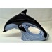 POOLE POTTERY DOLPHIN – LARGE 27.5cm DOLPHIN FIGURE – Unusual Black & Pale Blue Colourway